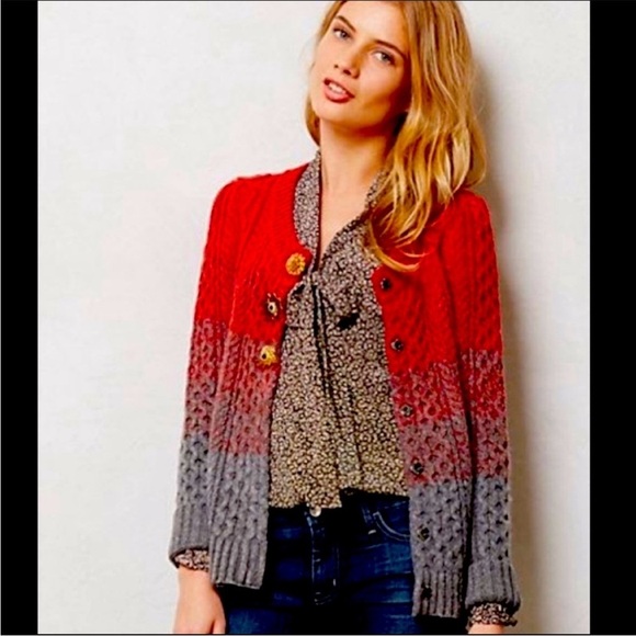 Sleeping on Snow Anthropologie Ombré Marled Colorblock Cardigan Sweater size S - Picture 1 of 16